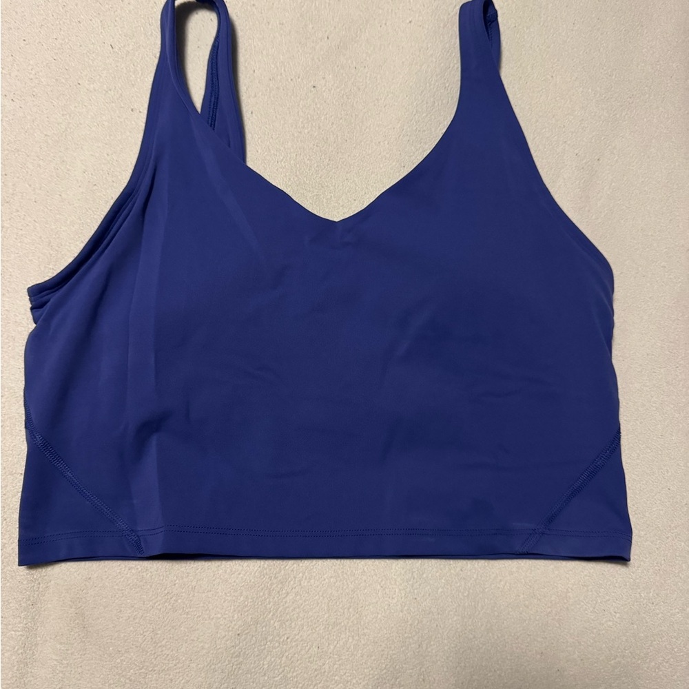 Women's Blue V-Neck Lulu Sports Bra